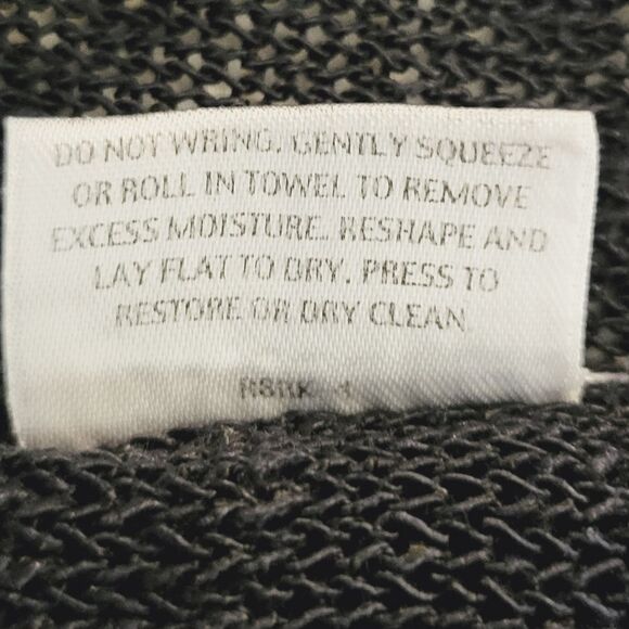 Eileen Fisher Navy Blue Linen Blend V-neck Cap Sleeve Sheer Sweater Size L - Picture 8 of 8